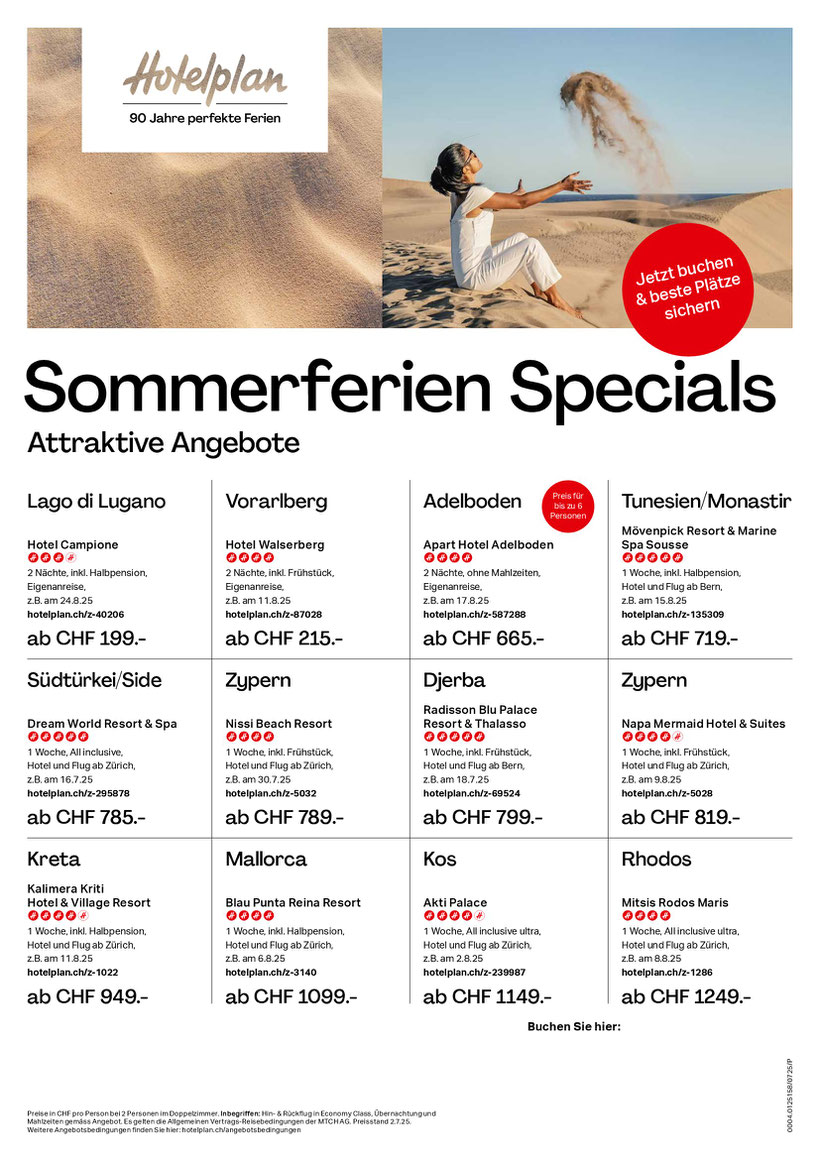 Special Angebote für die Sommerferien Schnäppchen nicht entgehen lassen