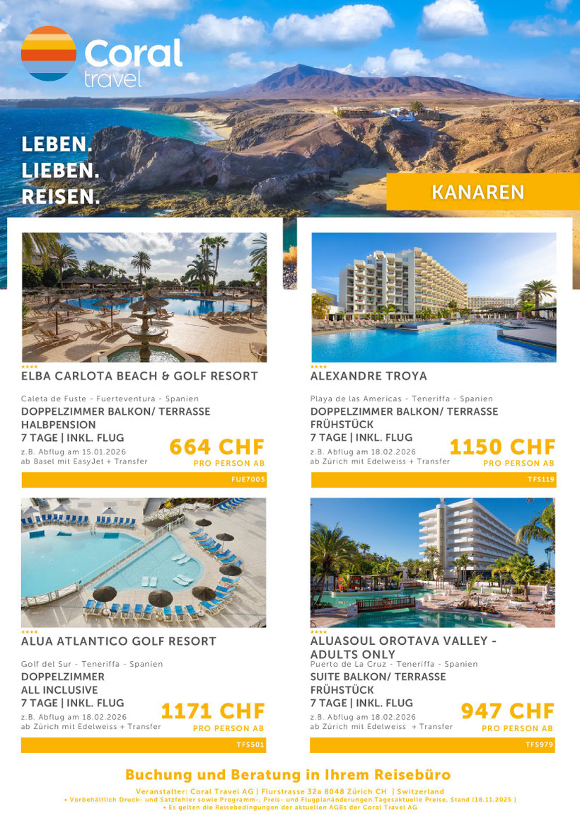 ab ans Meer der Kälte entfliehen kanarische Inseln geniessen jetzt von Topangeboten profitieren