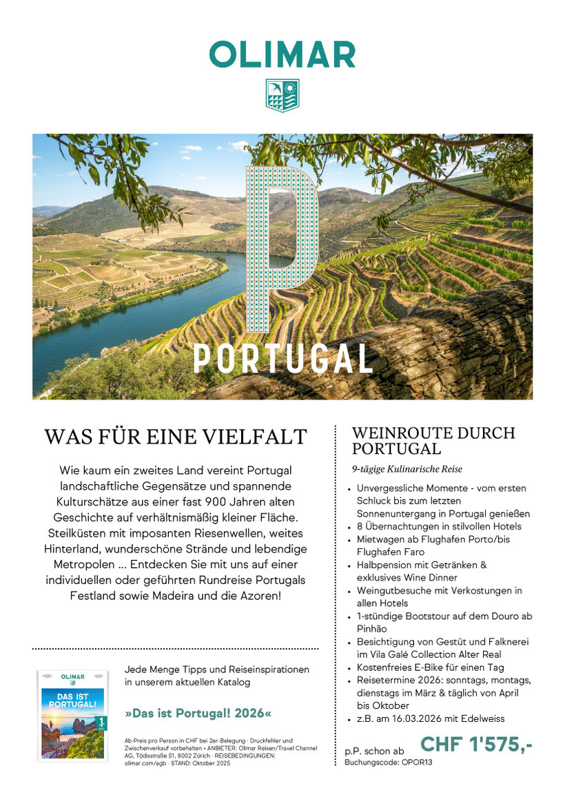 Genussreise Portugal Fly & Drive Weindegustationen Kulinarikreise geniessen 