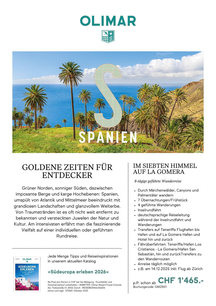 La Gomera entdecken Wanderreise 25 kanarische Inseln 