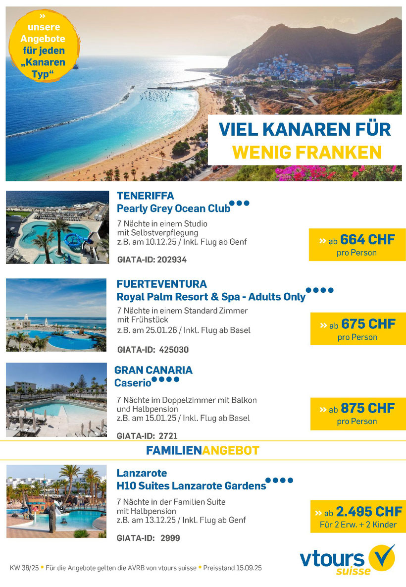 günstige Ferien kanarische Inslen im Dezember 25 und Januar 26 familienfreundlich jetzt Angebot sichern