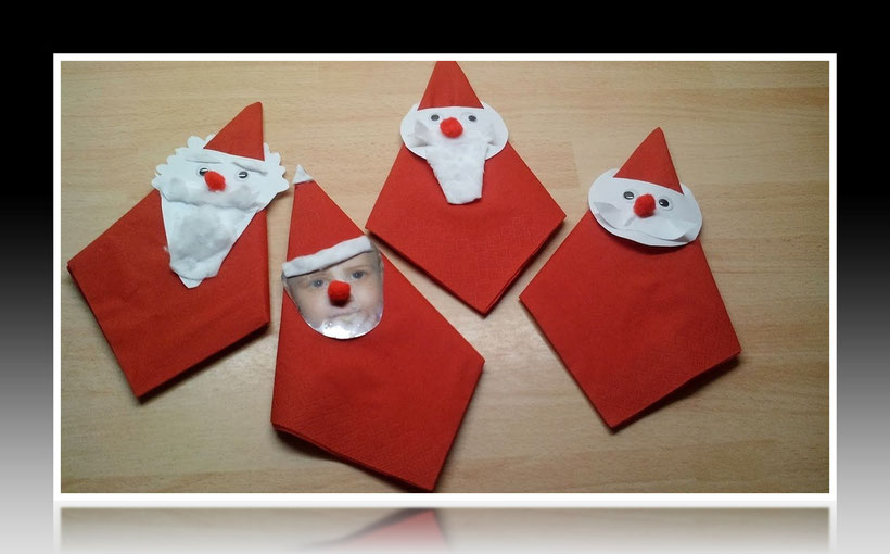 Servietten falten Weihnachtsmann - Tischdeko Servietten falten
