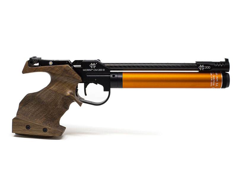 Discover the Morini CM200EI air pistol, blending features of the CM84E free pistol with advanced Swiss precision. Featuring a Bluetooth electronic board, digital manometer, and polygonal barrel for unmatched accuracy and performance. Perfect for competiti