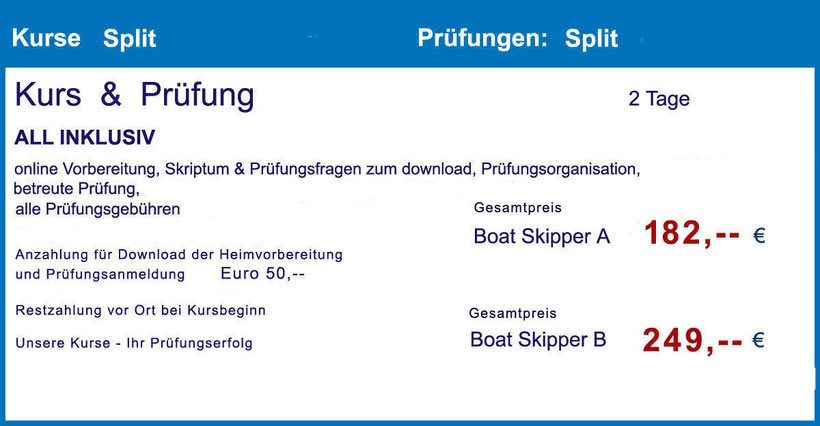 kroatisches küstenpatent boat skipper kurs prüfung hafenamt split dalmatien kroatien