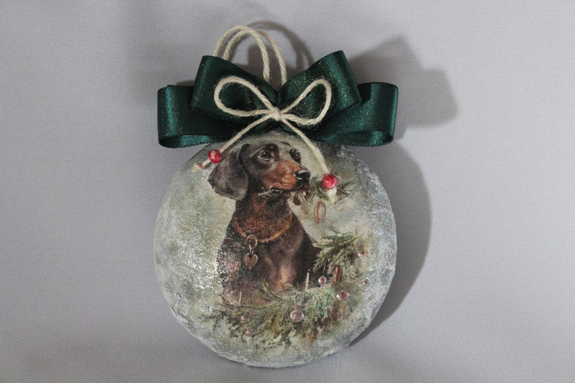 Dècoupage Medallion "Treue Hunde" Dècoupage Dekor-Medallion Vintage Weihnachten