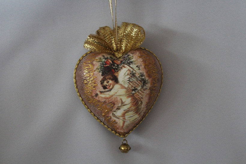 Dècoupage Herz "Cupid" Dècoupage Dekor-Herz Vintage Weihnachten