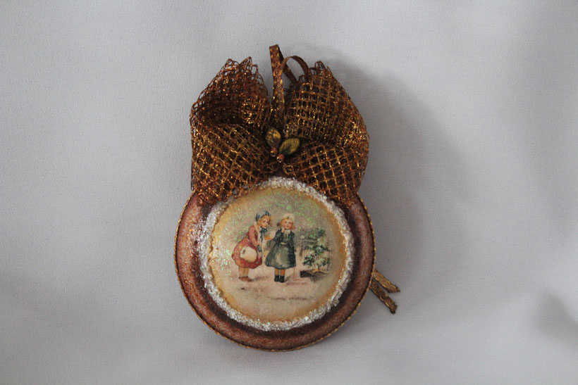 Dècoupage Medallion "Winter Spaziergang" Dècoupage Dekor-Medallion Vintage Weihnachten