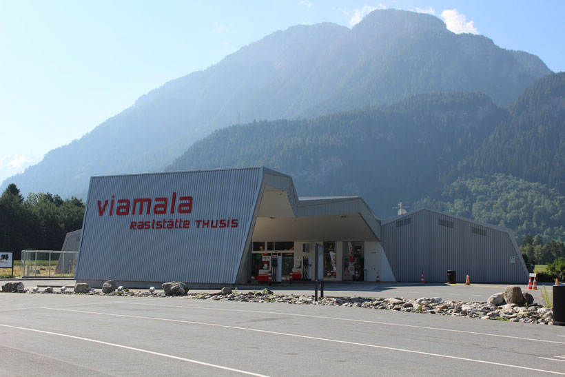 Rastplatz Viamala, Graubünden. Kaffeepause in der Schweiz, liebevoll und kostengünstig gebrüht in der Villa