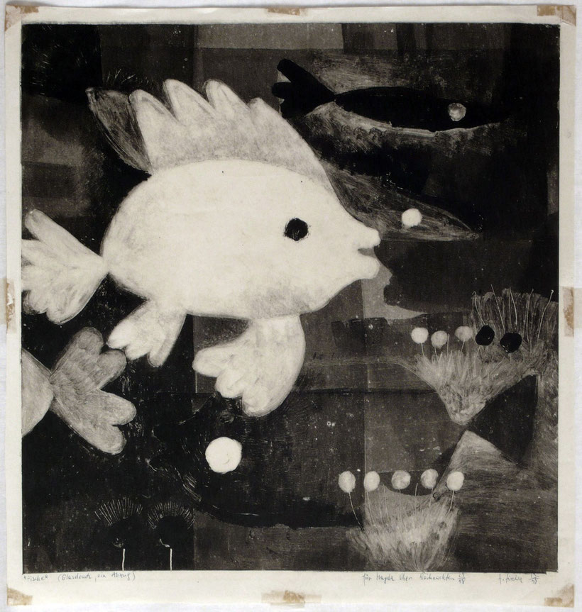 Fische, Glasdruck, ein Abzug, 1953
