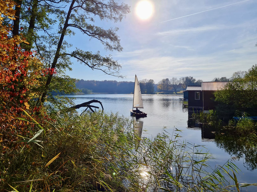 Herbsturlaub Mecklenburg, Segelboot, See, Drewensee