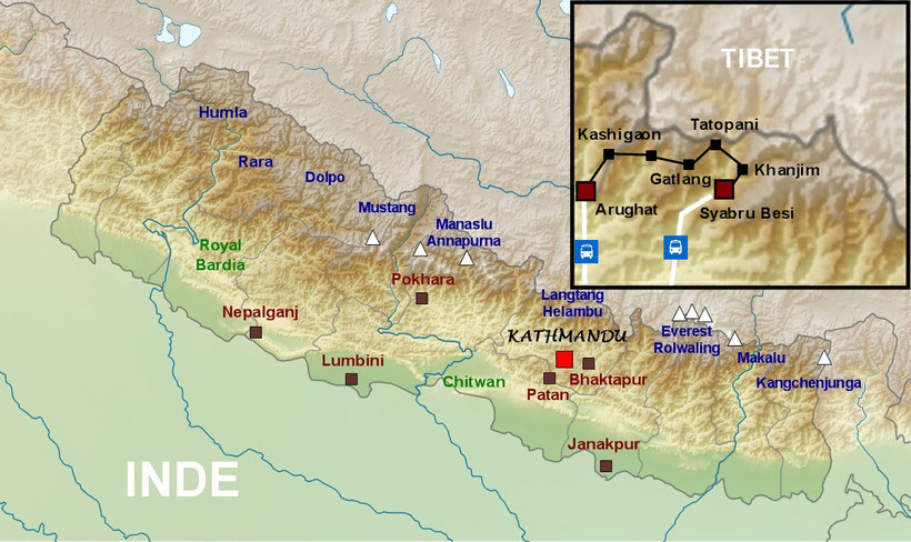 Trekking Ganesh Himal - Ganesh Himal map - carte du Ganesh Himal - Trek Nepal