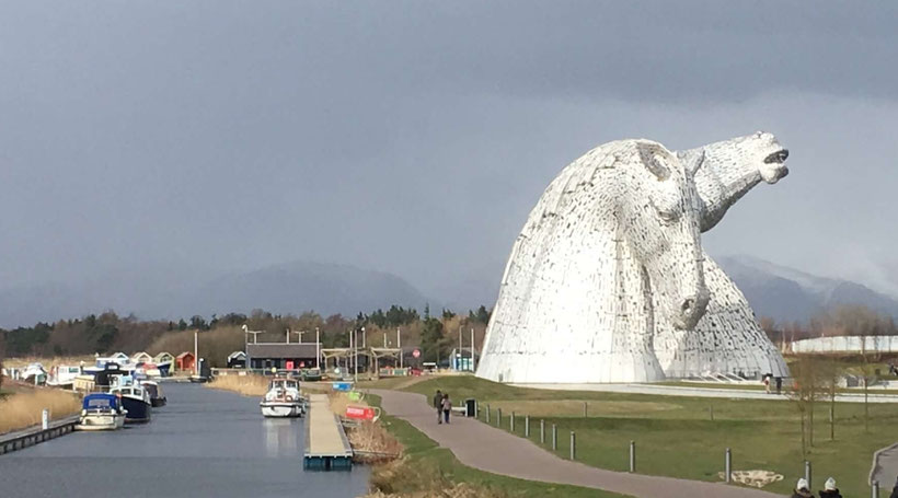 The Kelpies can be found next to the Forth and Clyde Canal