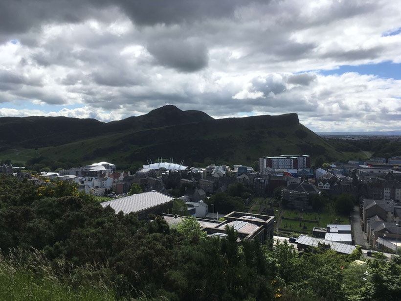 View from Calton Hill towards Arthur's Seat and the Salisbury Crags