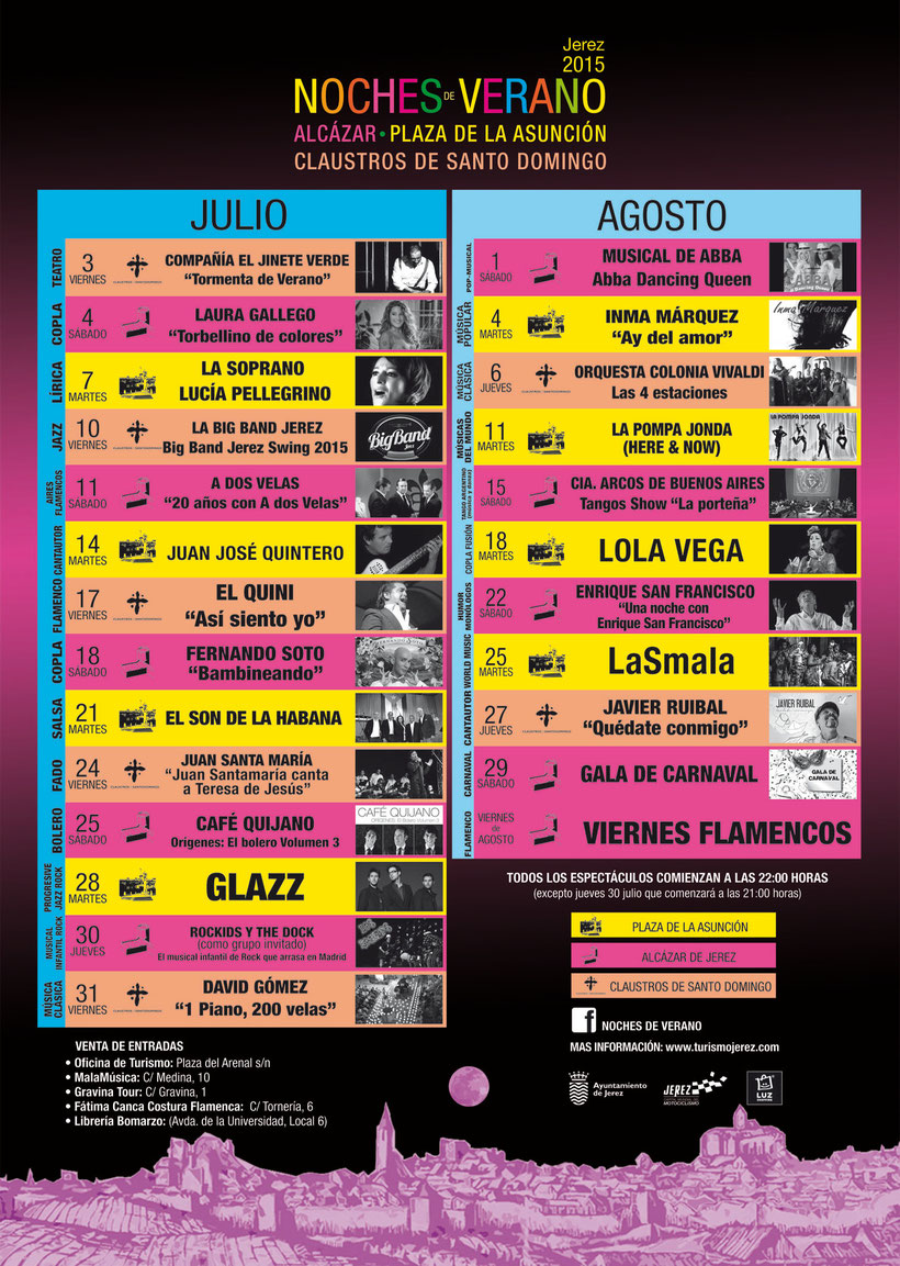 Programa del ciclo Noches de Verano 2015, en Jerez de la Frontera