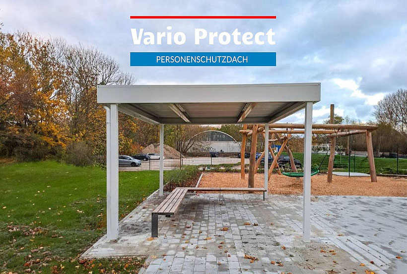 Fotobeispiel Stahl Design Schutzdach für Personen