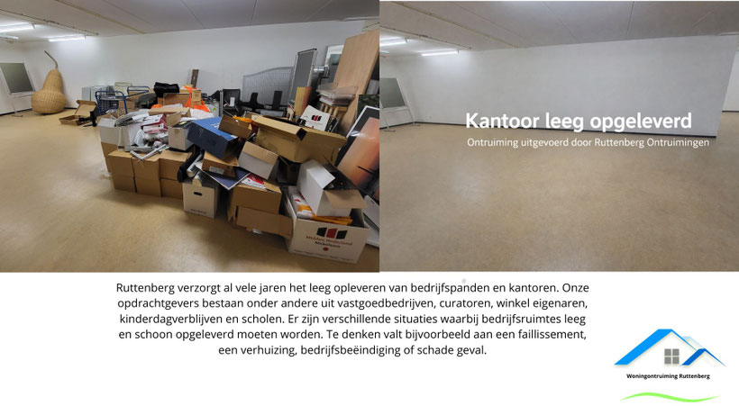 Bedrijfsontruiming kantoorruimte – inventaris en archief afgevoerd door Ruttenberg Ontruimingen in Gelderland