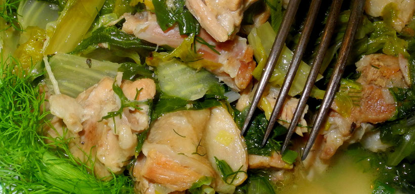 Zicklein Frikassé mit Romana Salatgemüse