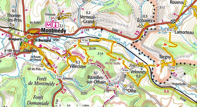 Aperçu de l'itinéraire Montmedy à Lamorteau