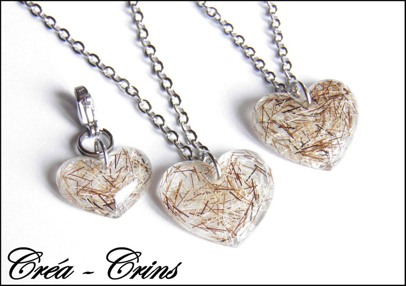 pendentif crin de cheval personnalisé résine poils 