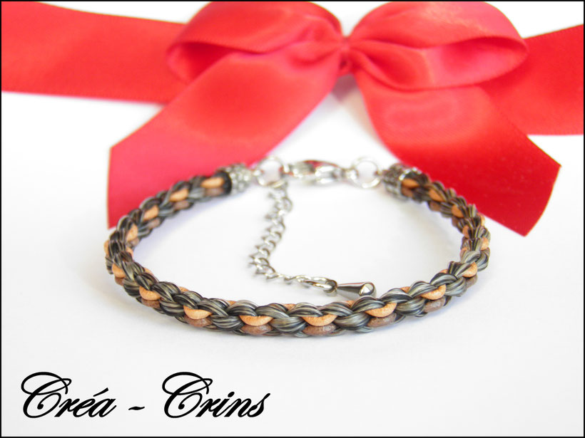 bracelet cuir et crin personnalisable cheval 
