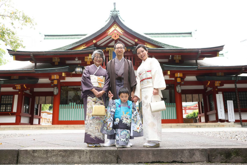 七五三港区芝公園着物レンタル着付けヘアセット写真撮影がワンストップで可能!ファミリーで着物も着れる!!
