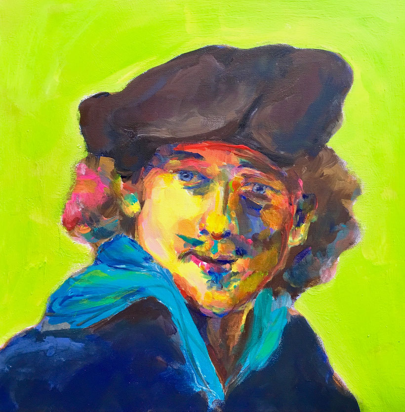Farbskizze Rembrandt 2. Acryl auf Leinwand, 50 x 50 cm, 2019.