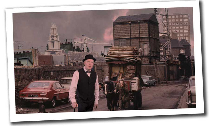 London cockney rag and bone man in East End street. 