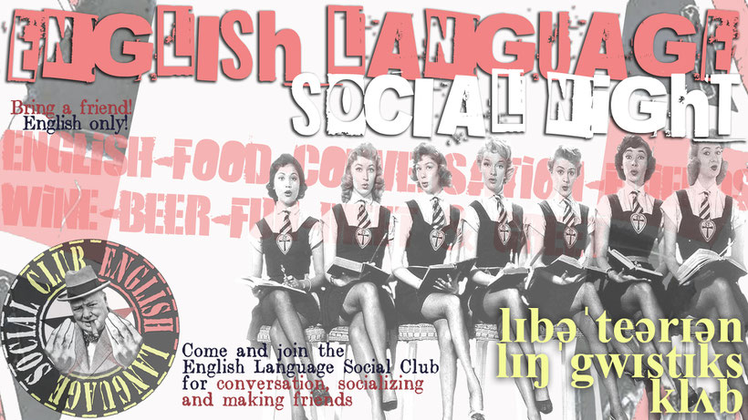 English Language Social Club logo and graphic for ZakWashington and the Libertarian Linguistics Club