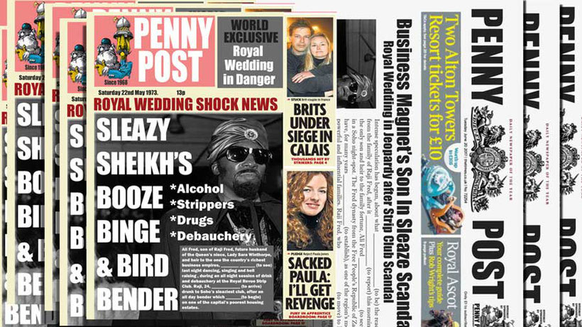 Beautiful graphic of a pile of Penny Post, Easy English newspaper with cover which contains an English vocab exercise 