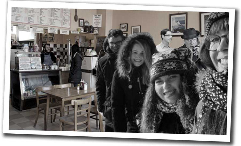 Foreign students visiting a typical English greasy spoon café