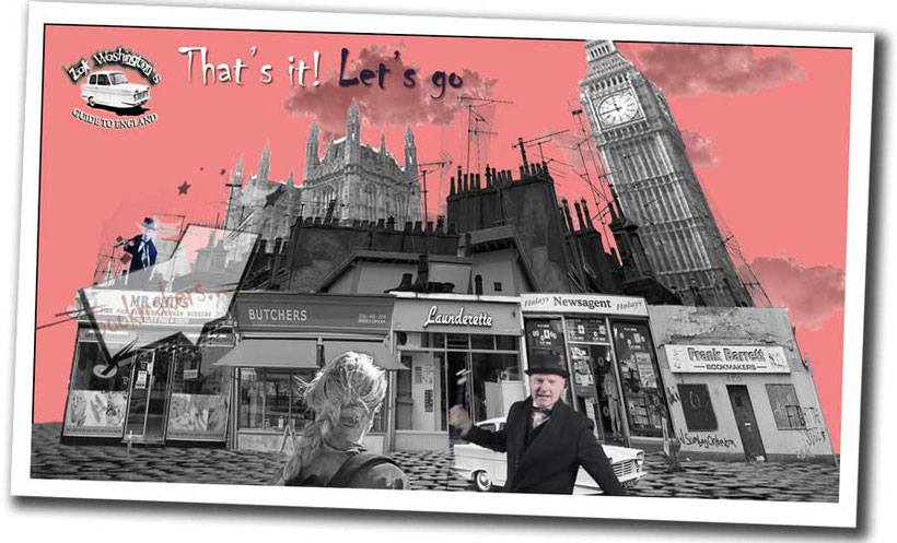 london street scene graphic with tourist sites