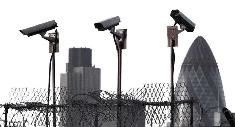 barbed wire fence and cctv cameras in London