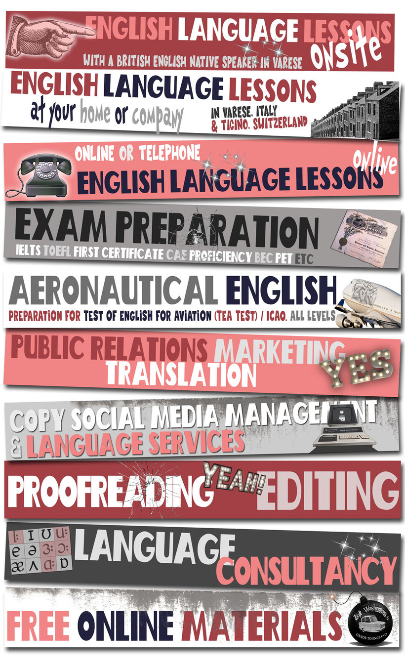 Infographic with services offered by Language Unlimited: Communications, Copywriting, Press Office, Language Lessons & Translation