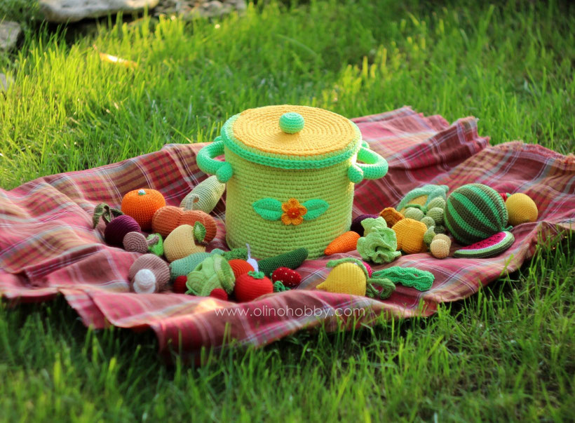 Вязаные фрукты и овощи OlinoHobby, вязаная еда. Crochet fruits and vegetables by OlinoHobby.