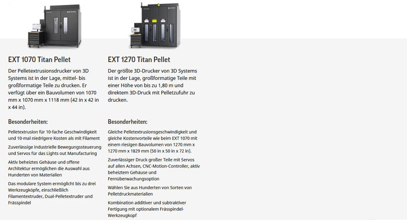 3D Systems EXT 1070 + 1270 Titan Pellet  Der Pelletextrusionsdrucker von 3D Systems