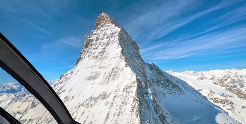 Elite Flights, Alpenrundflug mit Gletscherlandung, Helikopterflug, Gletscherflug, Gletscherapéro, Matterhorn