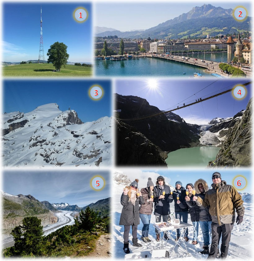 Helikopter-Alpenrundflug 70 Minuten ab Beromünster, 10-Gletschertour mit Gletscherlandung und -Apéro auf dem Petersgrat