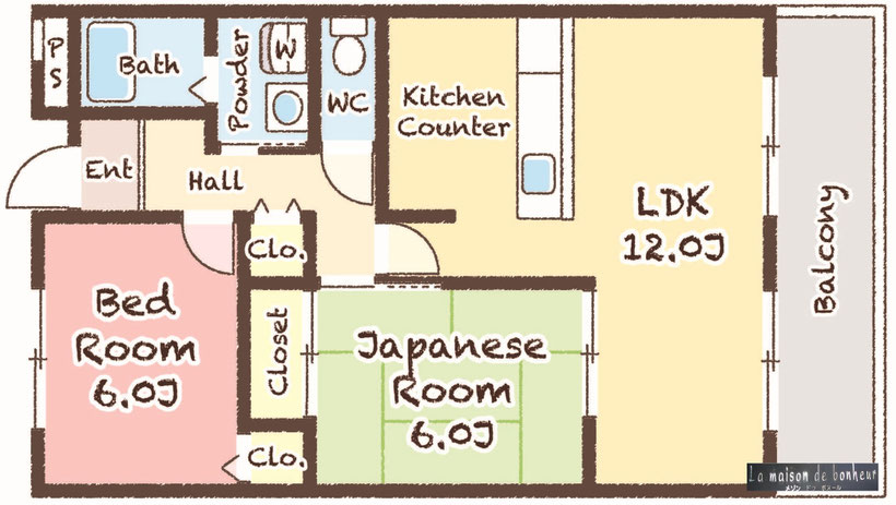 2LDK 60.68m2 カウンターキッチン