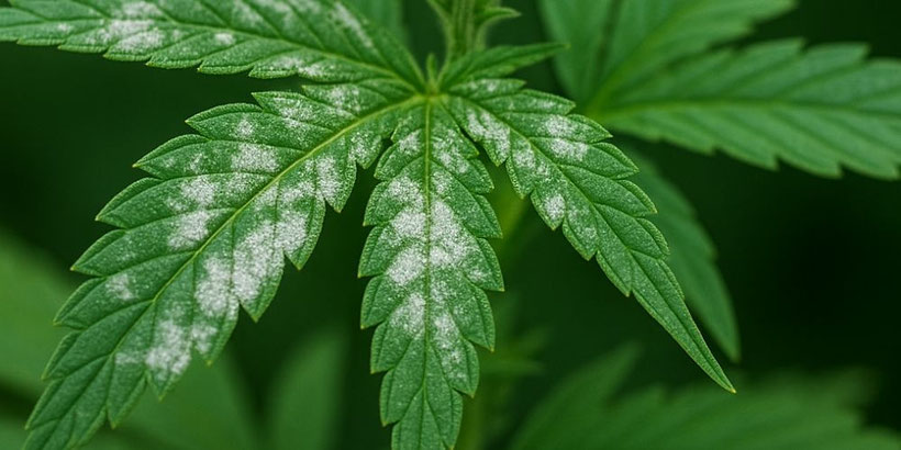 Mehltau Cannabisblatt