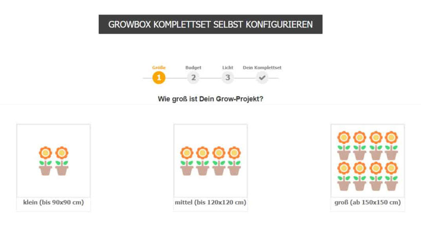 Wählen Sie die Größe des Projekts