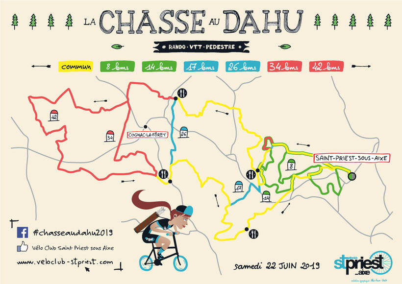 Carte - La Chasse au Dahu 2017 - Vélo Club Saint-Priest-sous-Aixe - Rando - VTT - Pédéstre