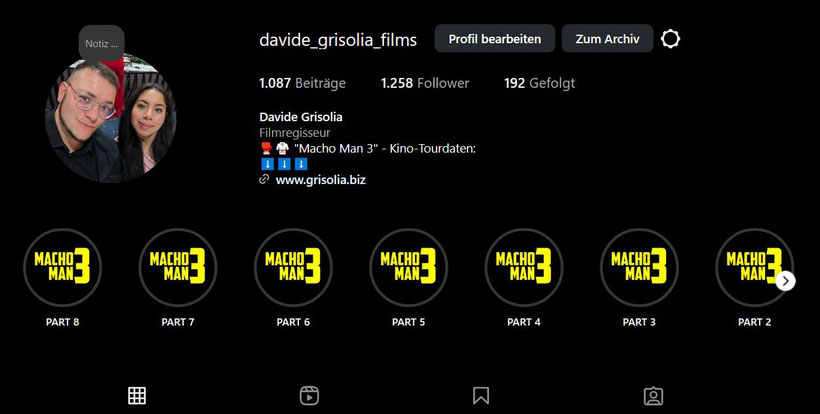 Screenshot/Quelle: https://www.instagram.com/davide_grisolia_films/