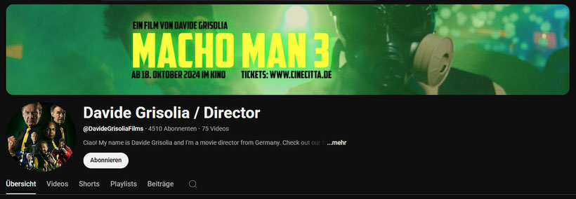 Screenshot/Quelle: https://www.youtube.com/@DavideGrisoliaFilms