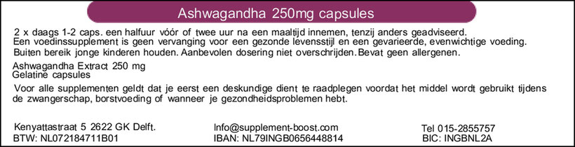 Ashwagandha Extract 250mg capsules