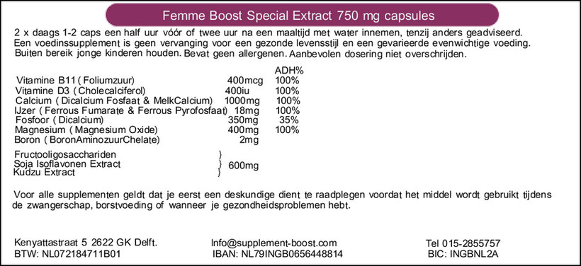 Etiket Femme Boost Special Extract 750 mg capsules
