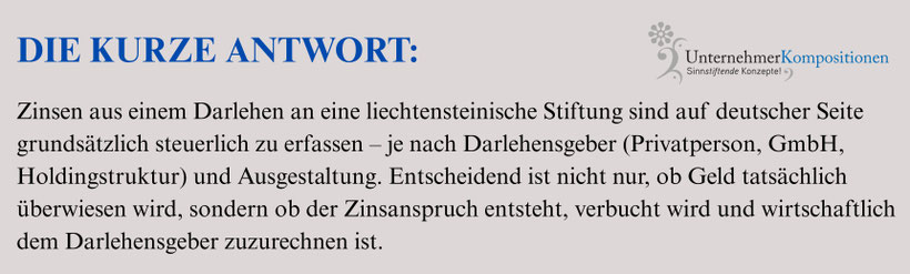Darlehen an die Familienstiftung Liechtenstein - Zinsen