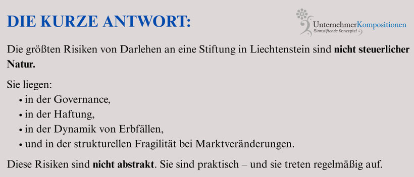 Darlehen an die Familienstiftung Liechtenstein