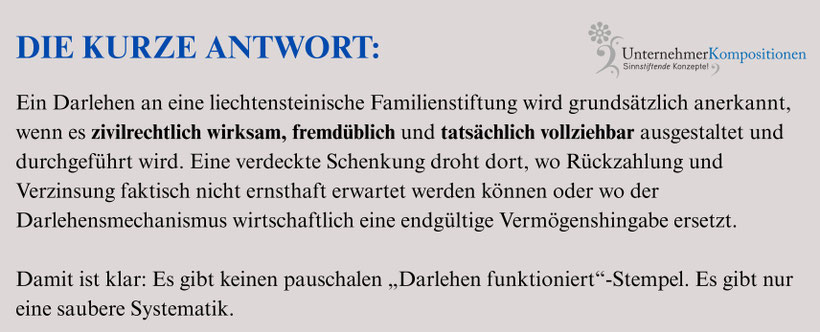 Darlehen an die Familienstiftung Liechtenstein