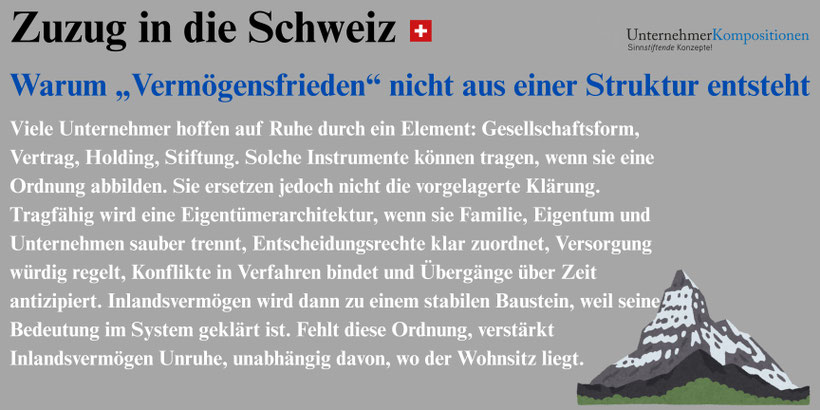 Inlandsvermögen bei Zuzug in die Schweiz