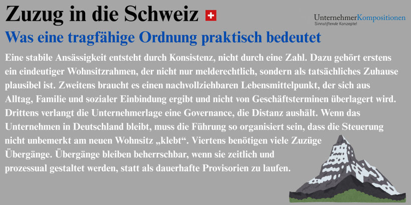 Pauschalbesteuerung beim Zuzug in die Schweiz
